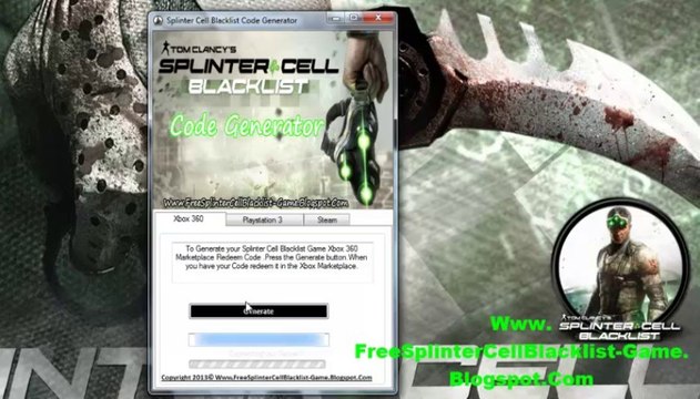 Splinter Cell Blacklist Redeem Codes - Xbox 360 - PS3