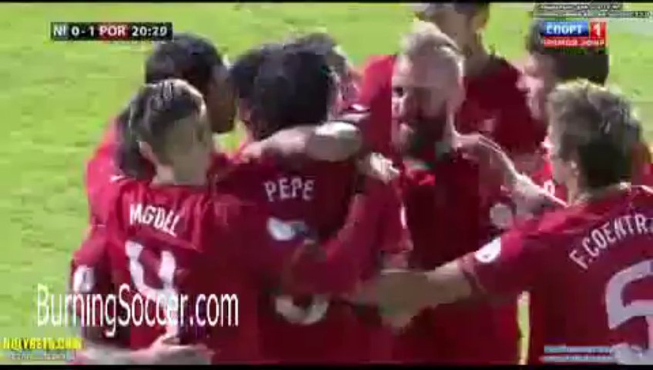 BurningSoccer.com -  Bruno Alves Goal Northern Irland 0-1 Portugal