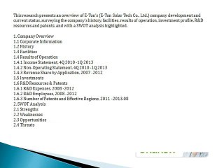 Company Profile E-Ton Solar Tech Co., Ltd.