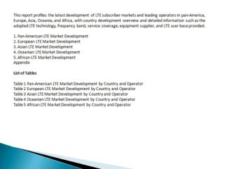 Current Development of the Global LTE Subscriber Market, 3Q 2013