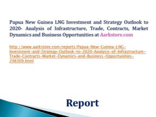 Papua New Guinea LNG Investment and Strategy Outlook to 2020- Analysis of Infrastructure, Trade, Contracts, Market Dynamics and Business Opportunities