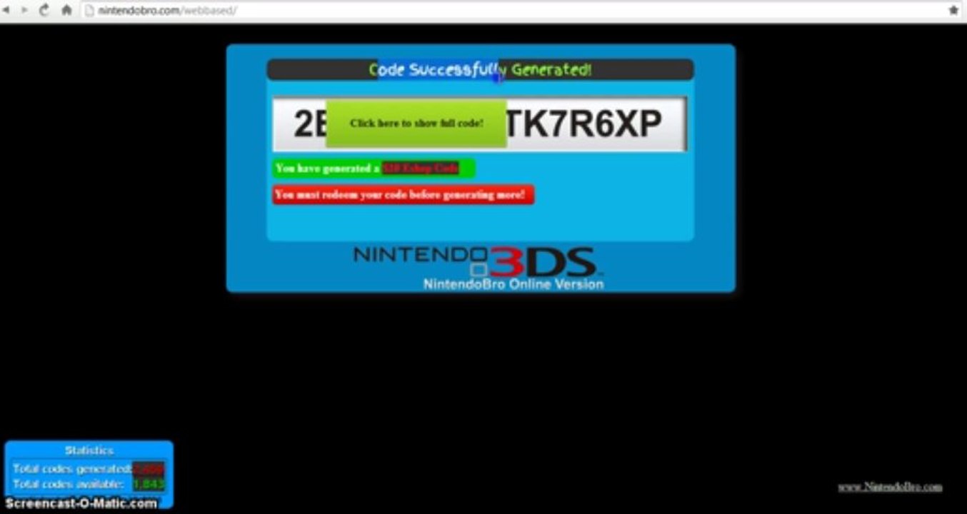 libres Nintendo eshop tarjeta de generador