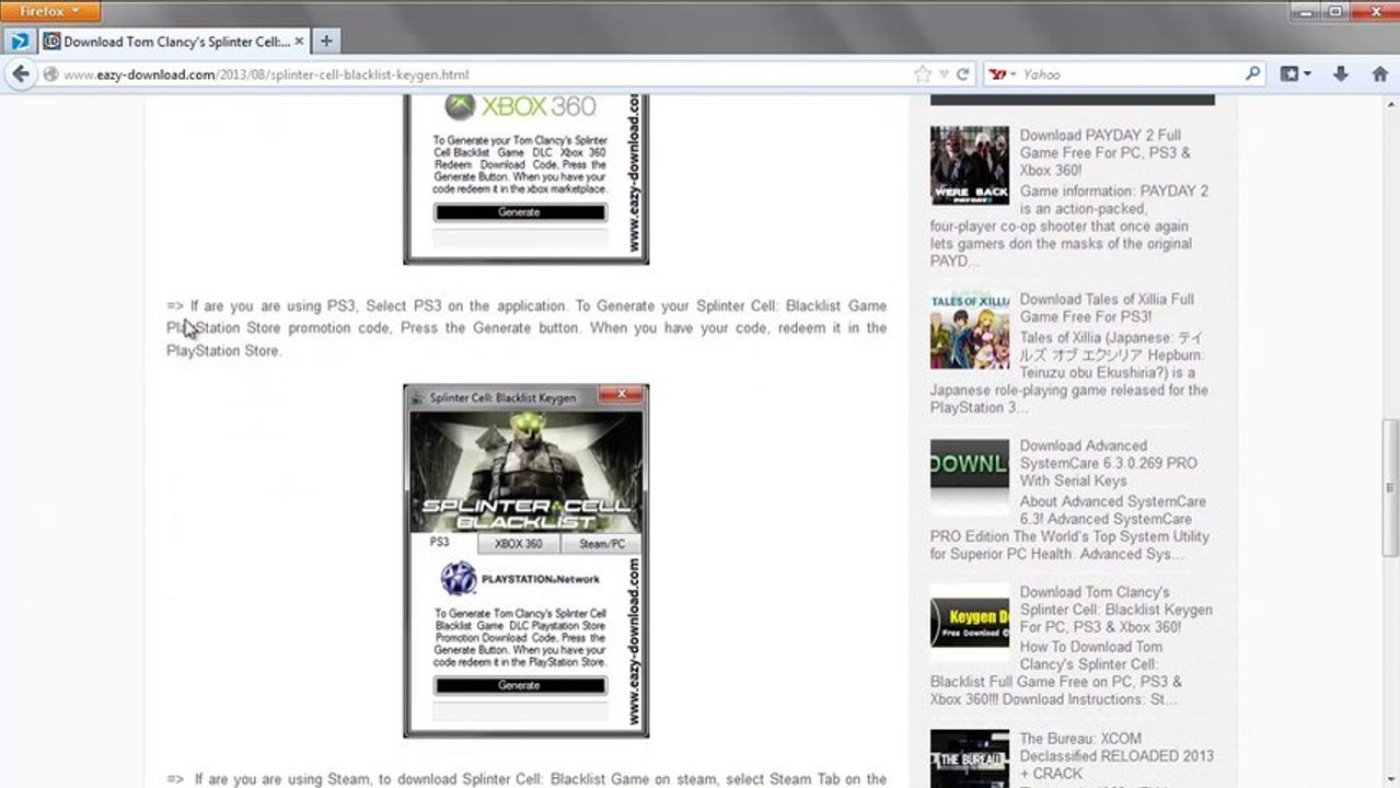 How to Install Splinter Cell: Blacklist Crack Free on PC, PS3 & Xbox 360 !!