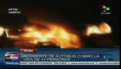 Accidente de autobuses deja 44 muertos en Irán