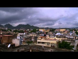 Dark clouds sailing over the city of Rajasthan