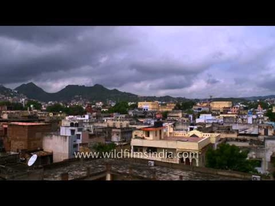 Dark clouds sailing over the city of Rajasthan