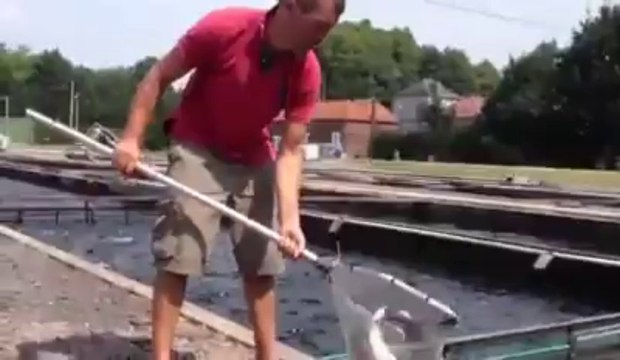 Louis-André Rohart, patron de la pisciculture d'Anzin-Saint-Aubin, à la pêche à la truite