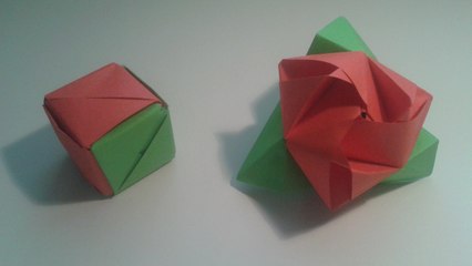 Como hacer un cubo de papel que se transforma en rosa
