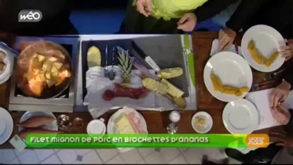 La recette de Yannick : le filet mignon de porc en brochettes d'ananas