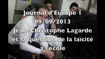 Jean-Christophe Lagarde sur Europe 1 pour réagir à la charte de la laïcité dans les écoles