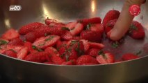 Recette de Fraises tièdes, sucre en grains et basilic, sablé breton