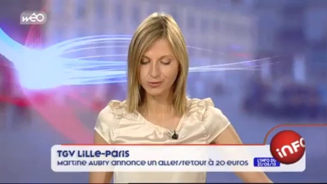 TGV Lille-Paris : Martine Aubry annonce un aller/retour à 20 euros