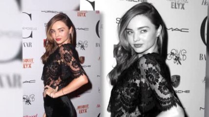 Miranda Kerr ohne BH in Spitzenkleid