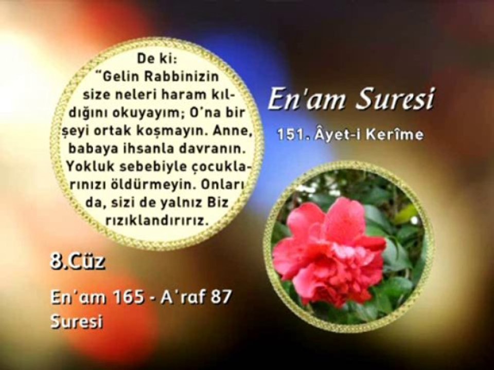 8. cüz 1. bölüm Kur'an-ı Kerim Hatim ve Meal okyay dernegi