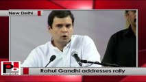 Rahul Gandhi addresses the function to issue freehold rights in 45 resettlement Delhi colonies