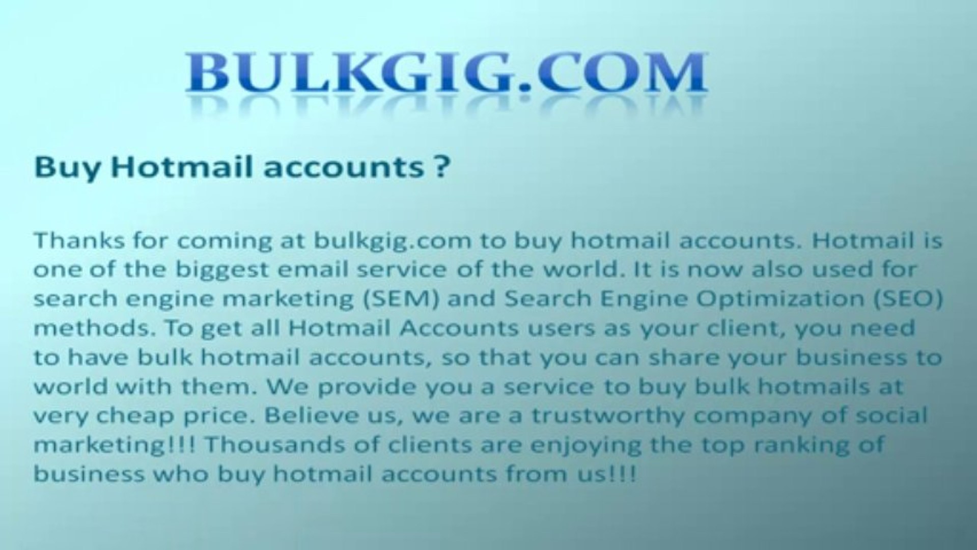 Buy Hotmail accounts, aol accounts, twitter accounts, gmail accounts