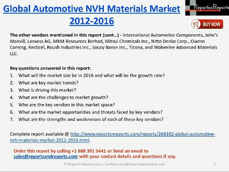 Global Automotive NVH Materials Market 2012-2016