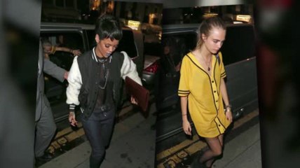 Rihanna usa un lápiz labial azul y una camisa transparente en su lanzamiento de ropa