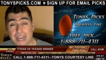 Houston Texans vs. Tennessee Titans Pick Prediction NFL Pro Football Odds Preview 9-15-2013