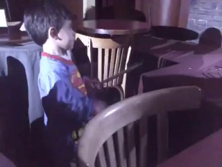 Kid imitates musician father offstage