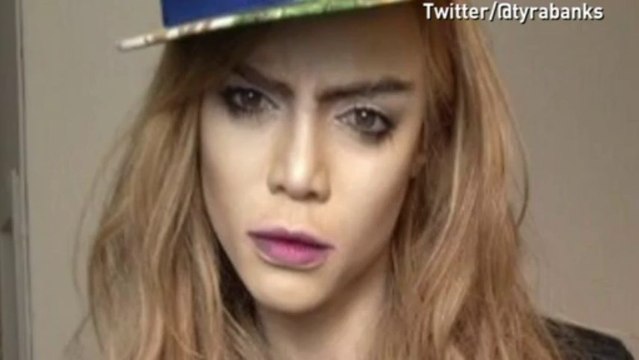 Tyra Banks transforms herself into Cara Delevingne