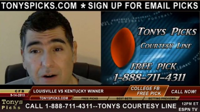 Kentucky Wildcats vs. Louisville Cardinals Pick Prediction NCAA College Football Odds Preview 9-14-2013