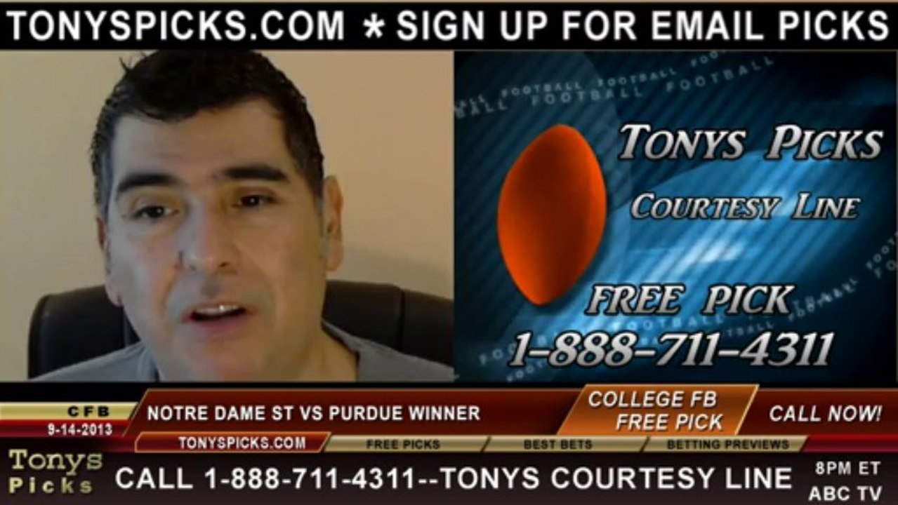 Purdue Boilermakers vs. Notre Dame Fighting Irish Pick Prediction NCAA College Football Odds Preview 9-14-2013