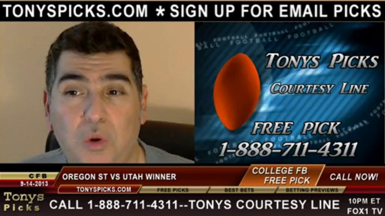Utah Utes vs. Oregon St Beavers Pick Prediction NCAA College Football Odds Preview 9-14-2013