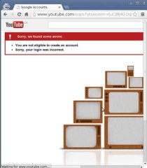 What happens when you sign into Google with a blacklisted e-mail address and access youtube?