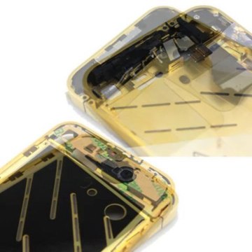 hytparts.com-For iPhone 4S Mirror Golden Replacement OEM Mid Frame Assembly with All Parts