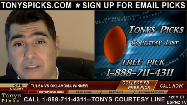 Oklahoma Sooners vs. Tulsa Golden Hurricane Pick Prediction NCAA College Football Odds Preview 9-14-2013
