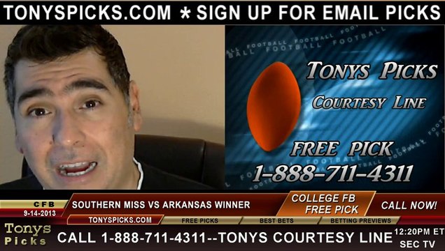 Arkansas Razorbacks vs. Southern Mississippi Golden Eagles Pick Prediction NCAA College Football Odds Preview 9-14-2013