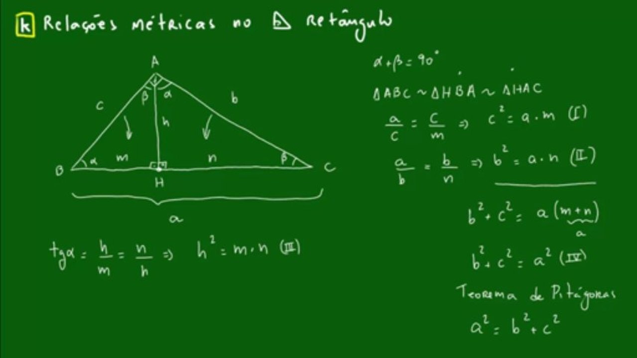 21 - Relações métricas no triângulo retângulo - Aula 2