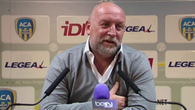 Conférence de presse AC Arles Avignon - SM Caen (3-2) : Franck DUMAS (ACA) - Patrice GARANDE (SMC) - 2013/2014