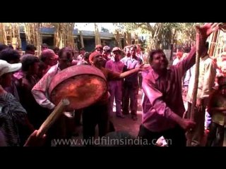 People celebrating Holi in Rajasthan, India