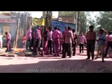 People roaming around in the streets during Holi celebration - Rajasthan