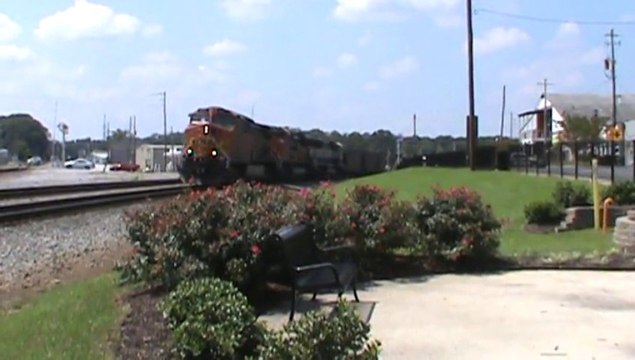BNSF leads NS 738 coal train SB through Austell Ga.