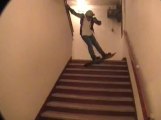 Snowboard session down the stairs!! Drunk, Stupid & FUNNY!!