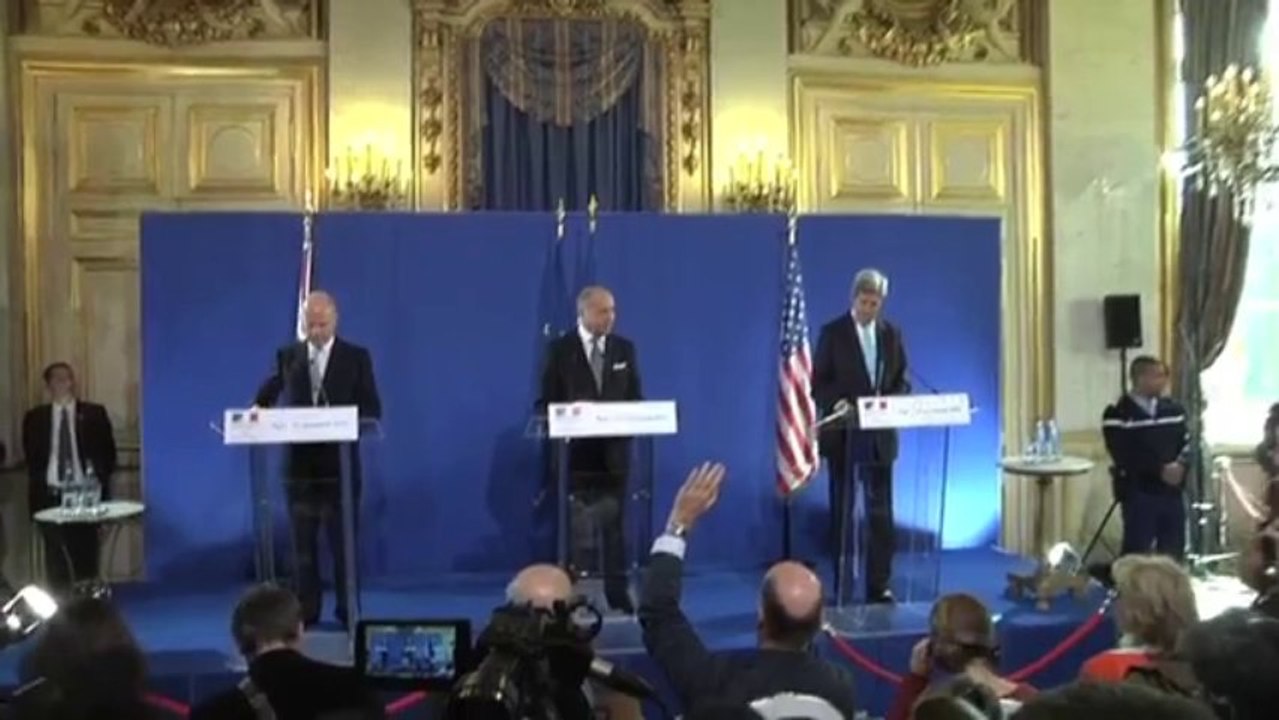 Conférence de presse conjointe de Laurent Fabius, John Kerry et William Hague (16 septembre 2013)