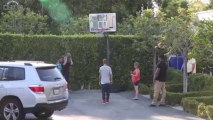 Justin Bieber shows off his basketball skills