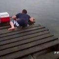 Breaking a plank from the dock... Bad Luck LOL