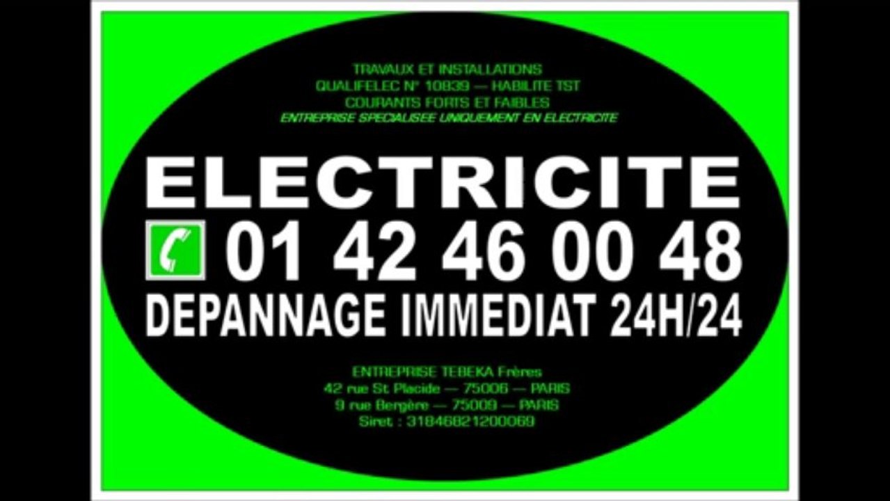 ELECTRICITE ENTREPRISE PARIS 9eme -- 0142460048 -- ELECTRICIEN PARIS 9e 75009