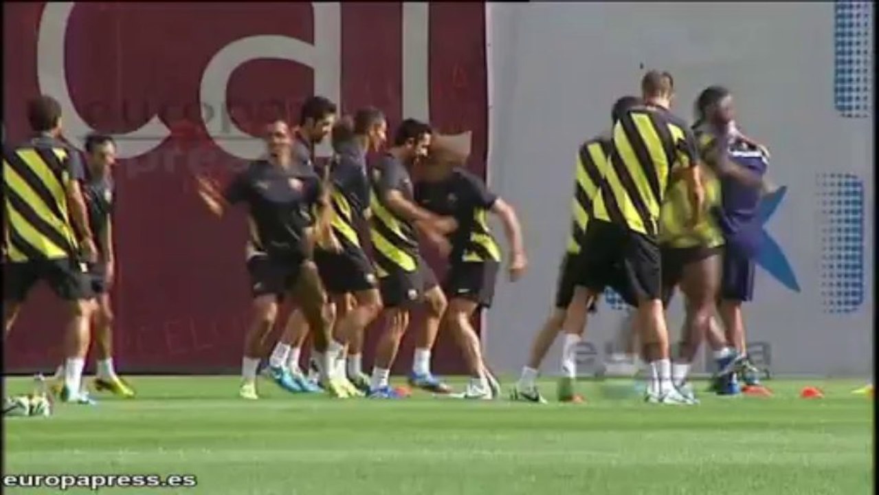 Entreno del Barça antes de enfrentarse al Ajax