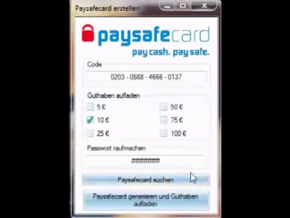 Paysafecard Generator Code Install 2013