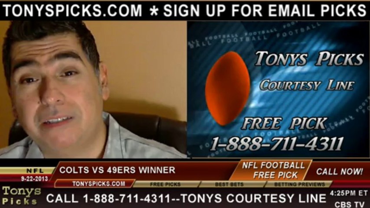 San Francisco 49ers vs. Indianapolis Colts Pick Prediction NFL Pro Football Odds Preview 9-22-2013