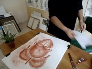 Benidiri Redha / African mask with red chalk