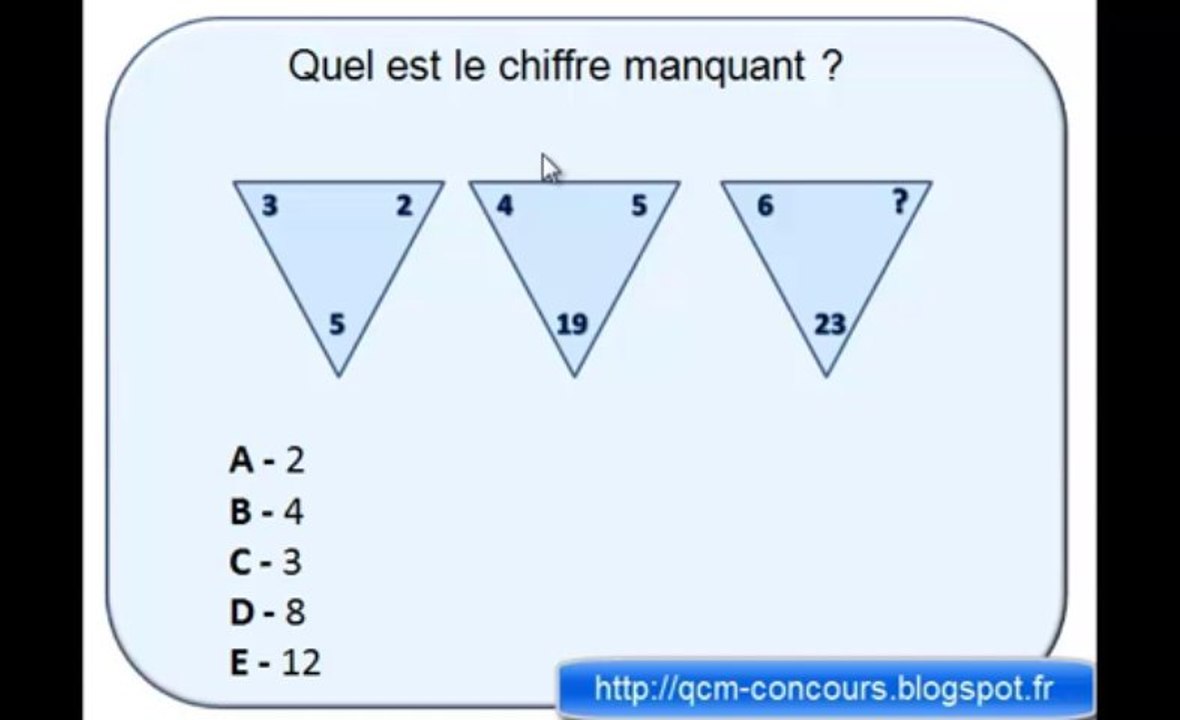 Test des triangles avec des chiffres. Raisonnement abstrait