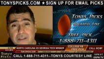 Georgia Tech Yellow Jackets vs. North Carolina Tar Heels Pick Prediction NCAA College Football Odds Preview 9-21-2013