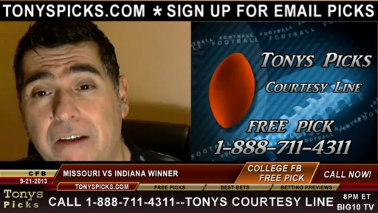 Missouri Tigers vs. Indiana Hoosiers Pick Prediction NCAA College Football Odds Preview 9-21-2013