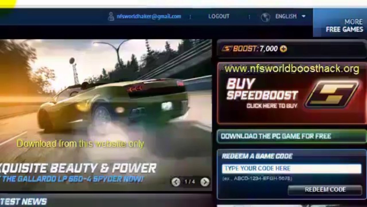 How to get free speed boost codes for nfs world HD